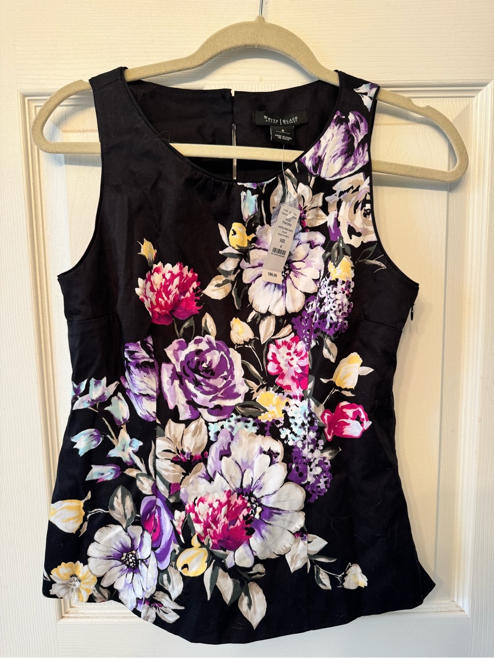 Brand new with tags. White House Black Market Black Floral Sleeveless Blouse